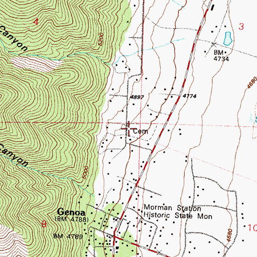 Topographic Map of Genoa Cemetery, NV
