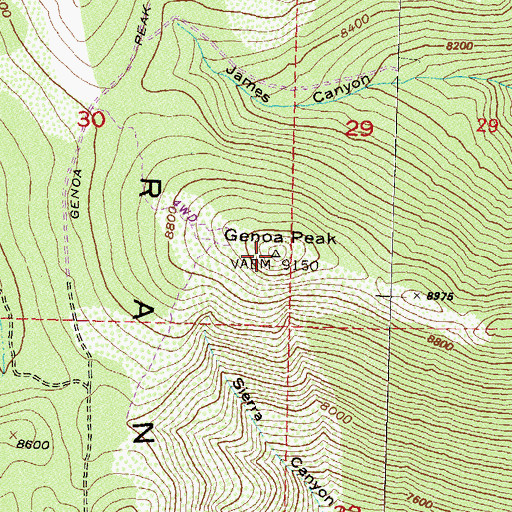 Topographic Map of Genoa Peak, NV