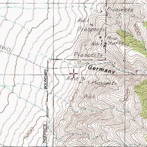 Topographic Map of Germany Canyon, NV
