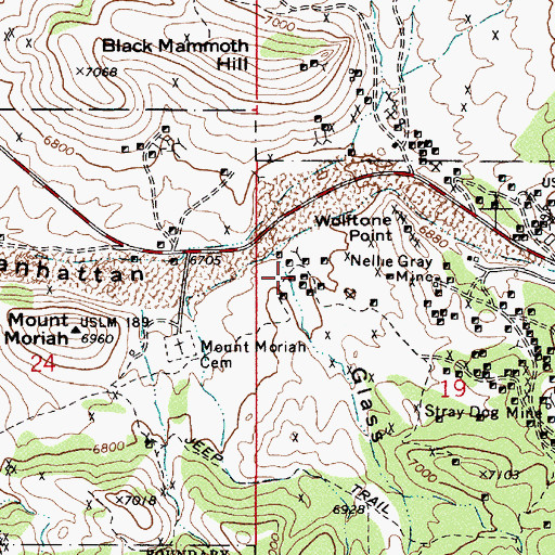 Topographic Map of Glass Gulch, NV