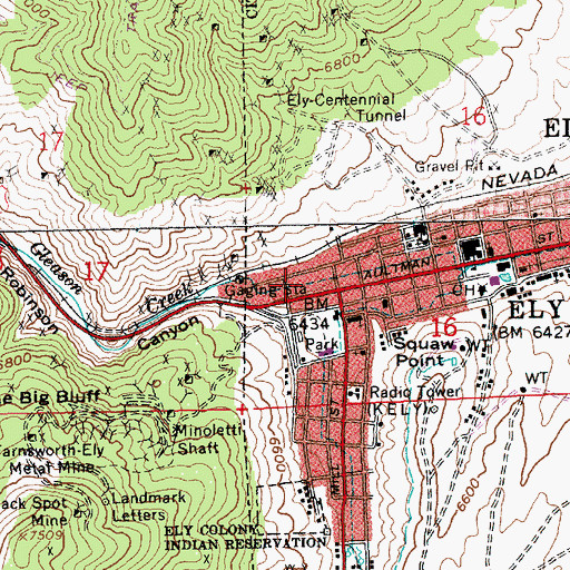 Topographic Map of Gleason Creek, NV