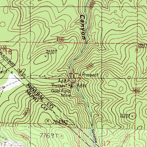 Topographic Map of Gold Fund Mine, NV