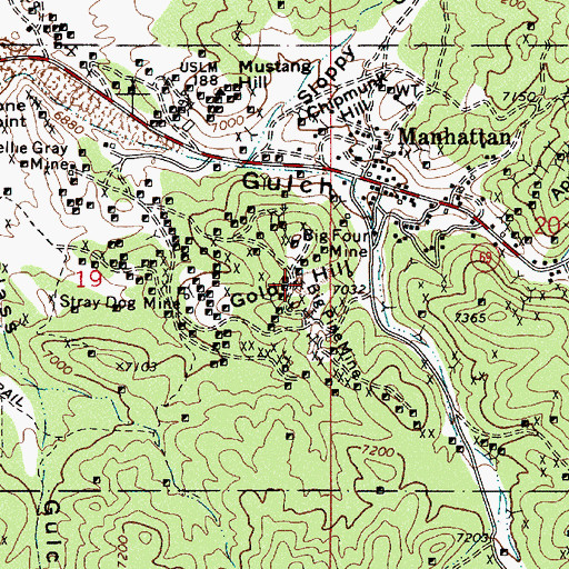 Topographic Map of Gold Hill, NV