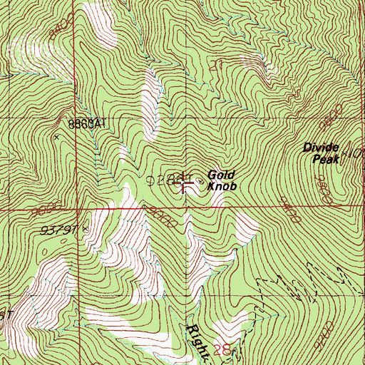 Topographic Map of Gold Knob, NV