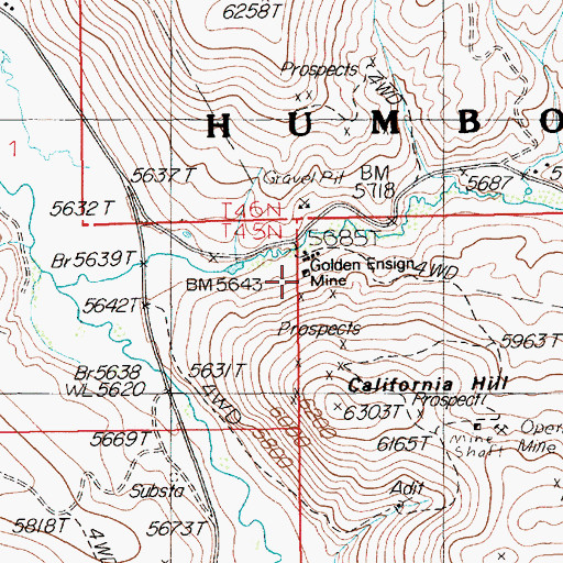 Topographic Map of Golden Ensign Mine, NV