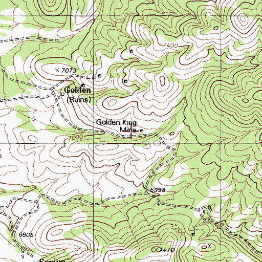 Topographic Map of Golden King Mine, NV