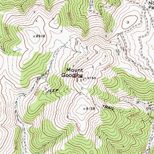 Topographic Map of Mount Gooding, NV