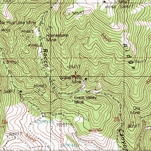 Topographic Map of Grand Prize Mine, NV