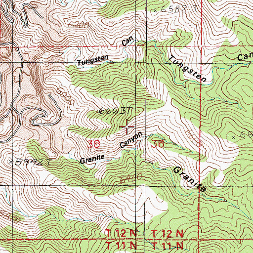 Topographic Map of Granite Canyon, NV