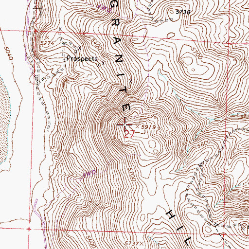 Topographic Map of Granite Hills, NV