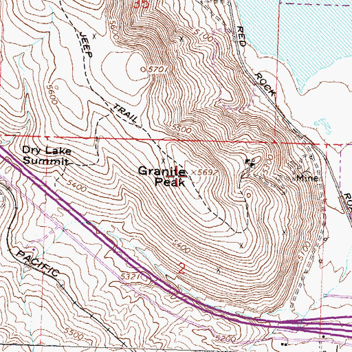 Topographic Map of Granite Peak, NV