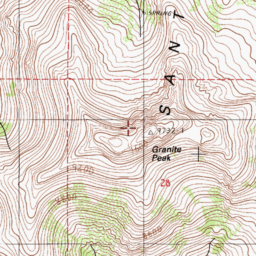 Topographic Map of Granite Peak, NV