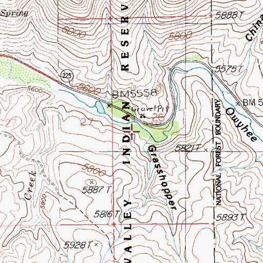 Topographic Map of Grasshopper Gulch, NV