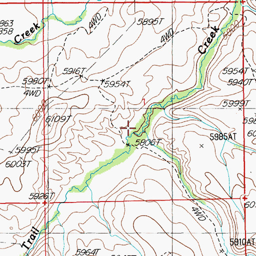 Topographic Map of Gravel Creek, NV