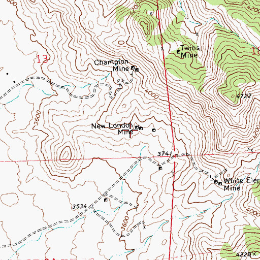 Topographic Map of New London Mine, AZ