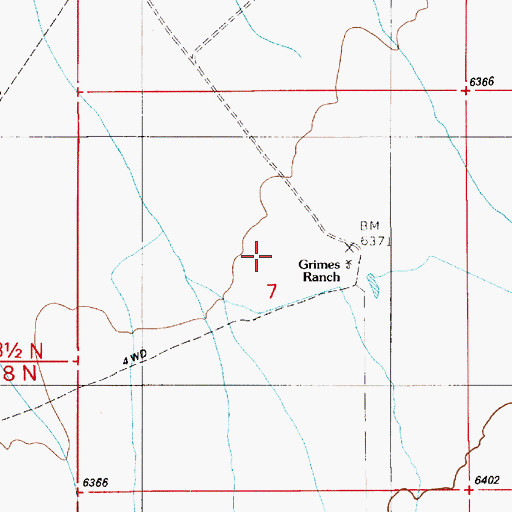 Topographic Map of Grimes Ranch, NV