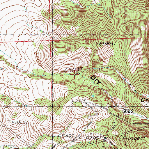Topographic Map of Grub Gulch, NV