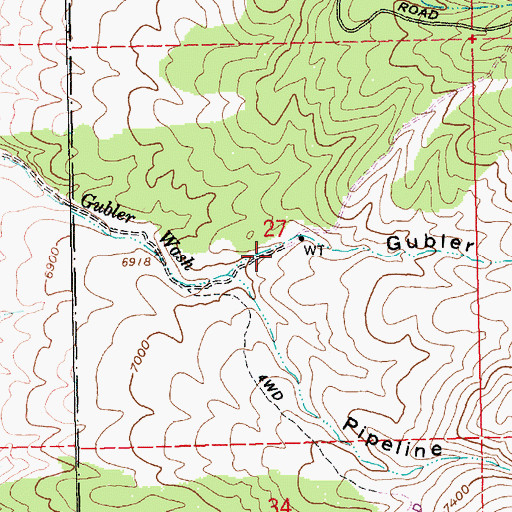 Topographic Map of Gubler Canyon, NV