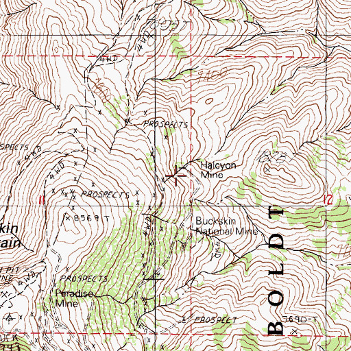 Topographic Map of Halcyon Mine, NV
