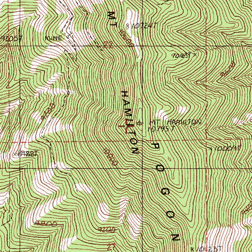 Topographic Map of Mount Hamilton, NV