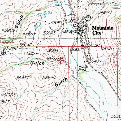 Topographic Map of Hansen Gulch, NV
