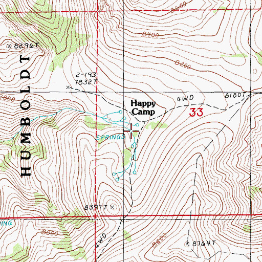 Topographic Map of Happy Camp, NV