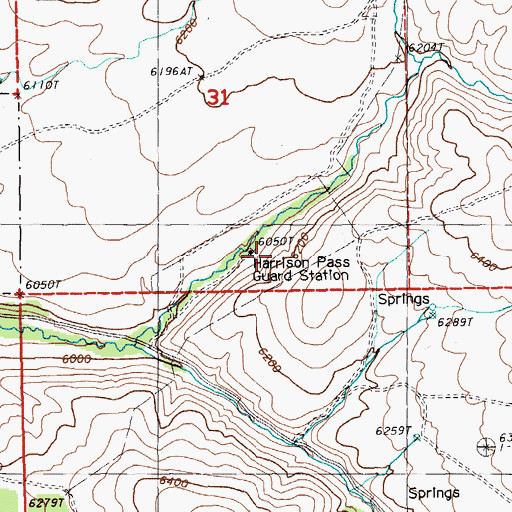 Topographic Map of Harrison Pass Guard Station, NV