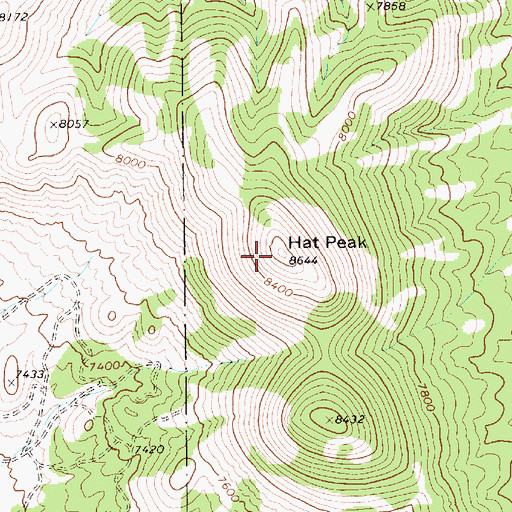 Topographic Map of Hat Peak, NV