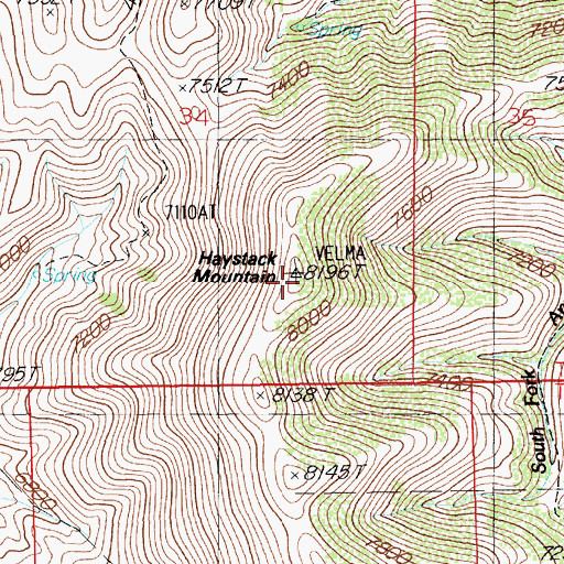 Topographic Map of Haystack Mountain, NV