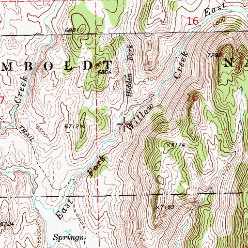 Topographic Map of Hidden Fork, NV