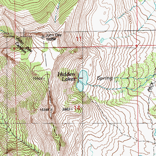 Topographic Map of Hidden Lakes, NV