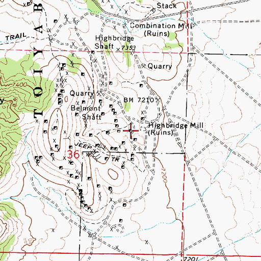 Topographic Map of Highbridge Mill, NV