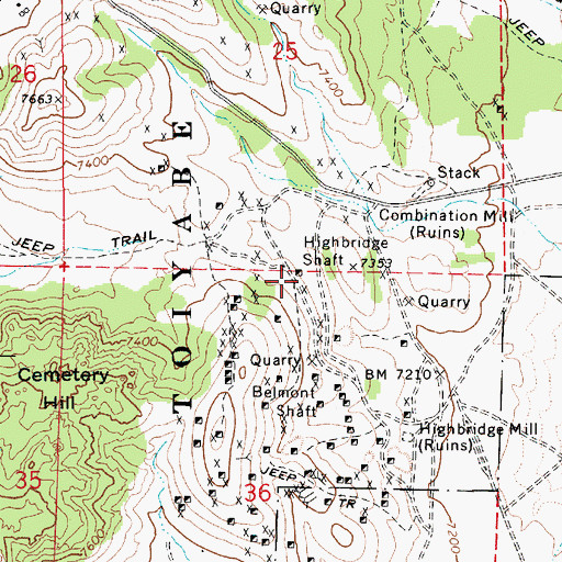 Topographic Map of Highbridge Shaft, NV