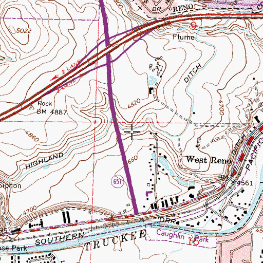 Topographic Map of Highland Ditch, NV