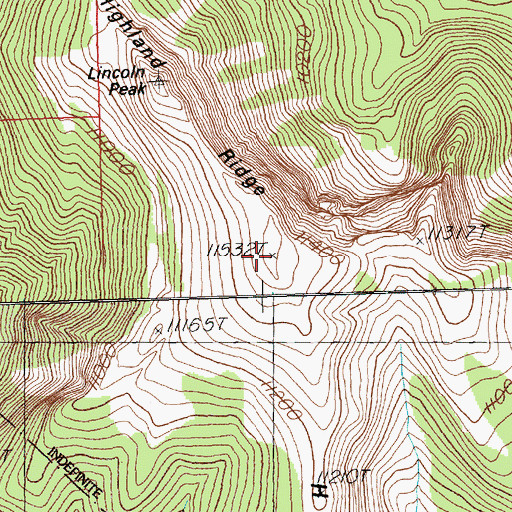 Topographic Map of Highland Ridge, NV