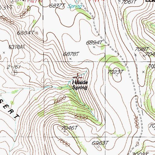 Topographic Map of Hillside Spring, NV