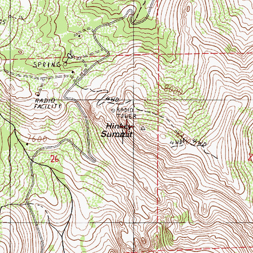 Topographic Map of Hinkey Summit, NV