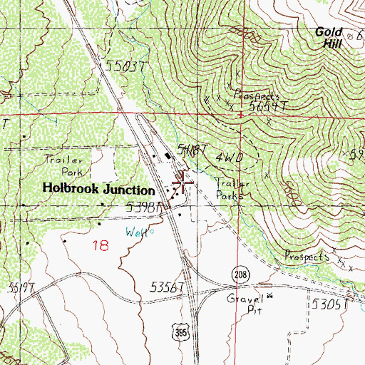 Topographic Map of Holbrook Junction, NV