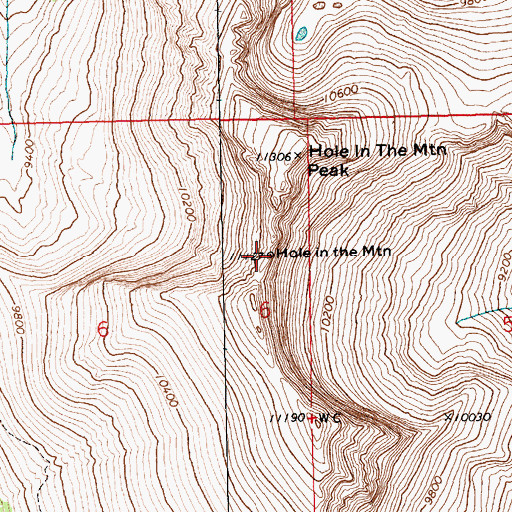 Topographic Map of Hole in the Mountain, NV