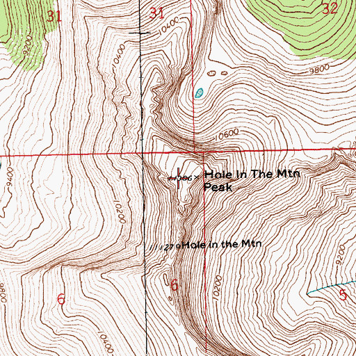 Topographic Map of Hole in the Mountain Peak, NV