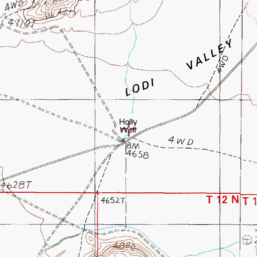 Topographic Map of Holly Well, NV