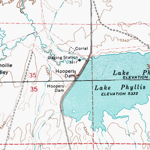 Topographic Map of Hoopers Dam, NV