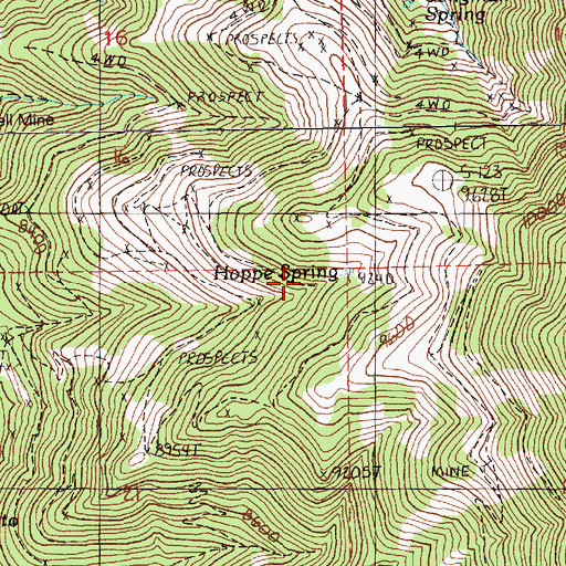 Topographic Map of Hoppe Spring, NV