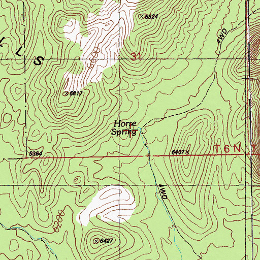 Topographic Map of Horse Spring, NV