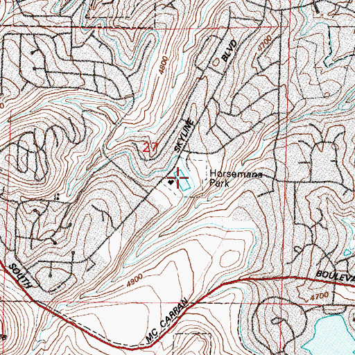 Topographic Map of Horsemans Park, NV