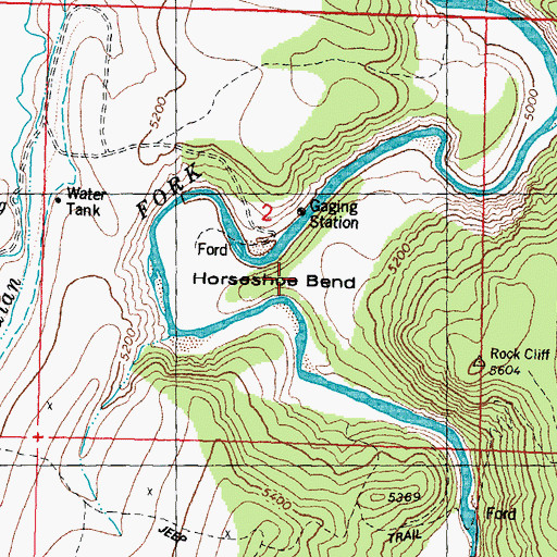 Topographic Map of Horseshoe Bend, NV