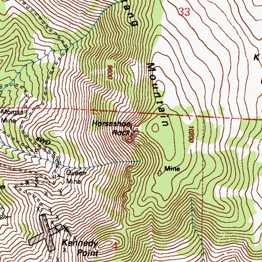 Topographic Map of Horseshoe Rock, NV