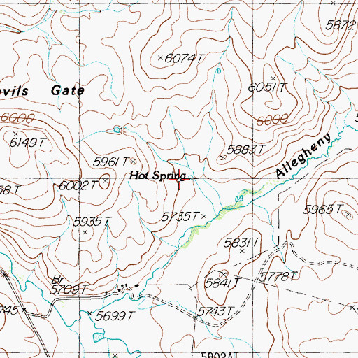 Topographic Map of Hot Spring, NV
