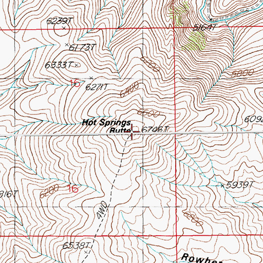 Topographic Map of Hot Springs Butte, NV