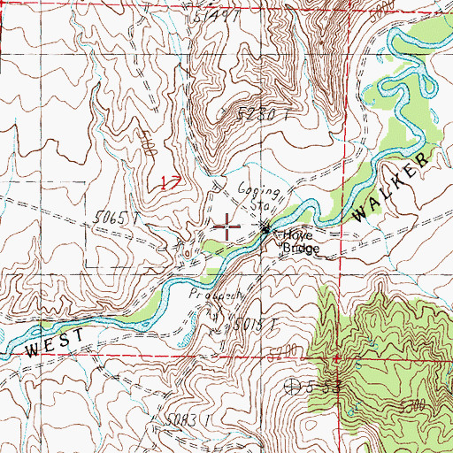 Topographic Map of Hoye Bridge, NV